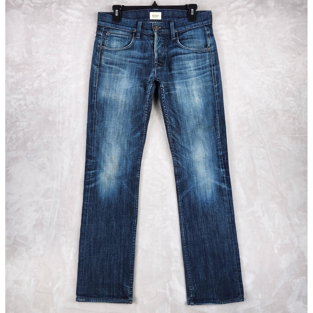 Hudson Byron Straight Jeans Mens 30x30 Medium Wash Blue Stretch Denim M255D5SH